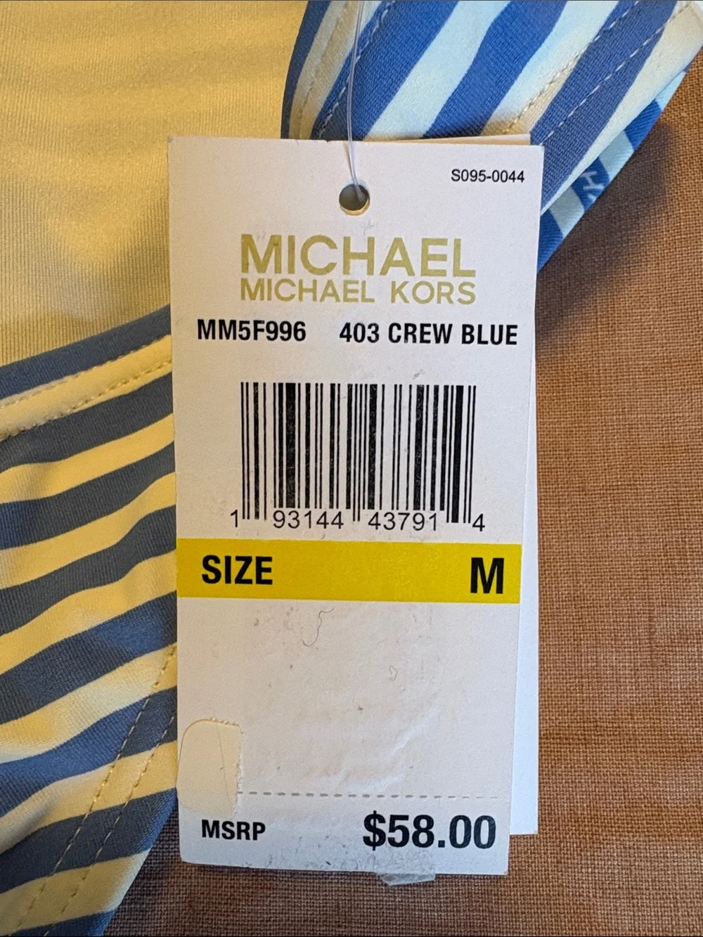 NWT Michael Kors Blue & White Striped Bikini Bottom - Women Medium Crew Blue
